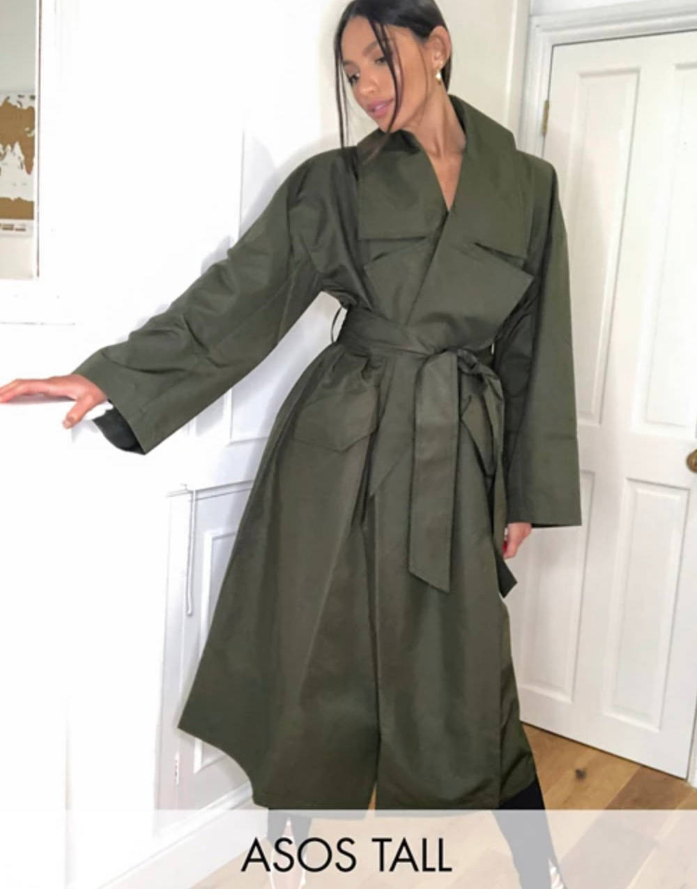 ASOS DESIGN Tall slouchy oversized lightweight trench coat in khaki