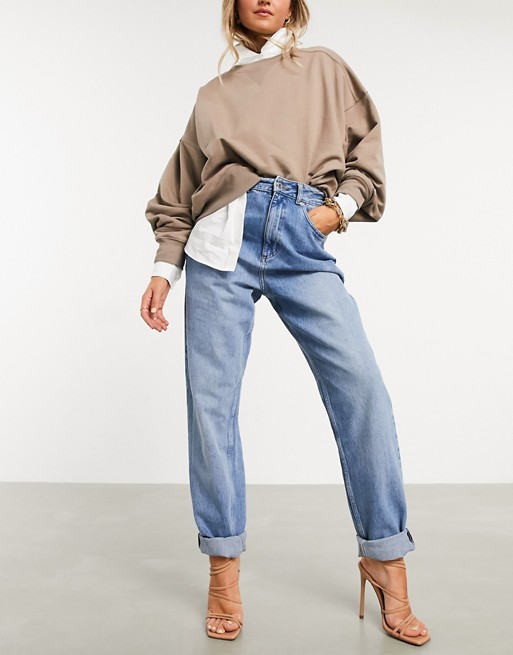 ASOS Design High Rise Mom Jeans Blue