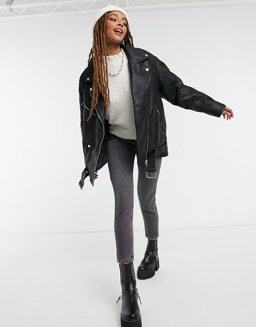 ASOS Design Oversized Biker Jacket Black