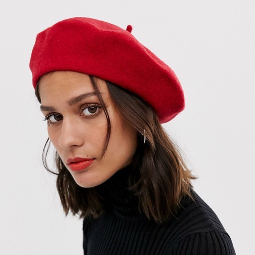 ASOS Design Wool Beret Red