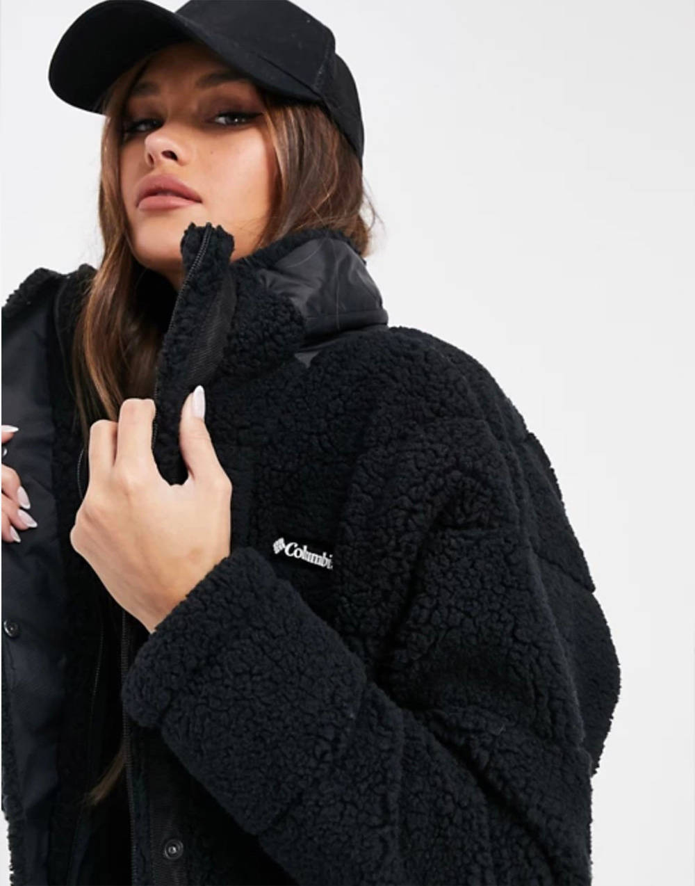 Columbia Lodge Baffled sherpa fleece jacket in black