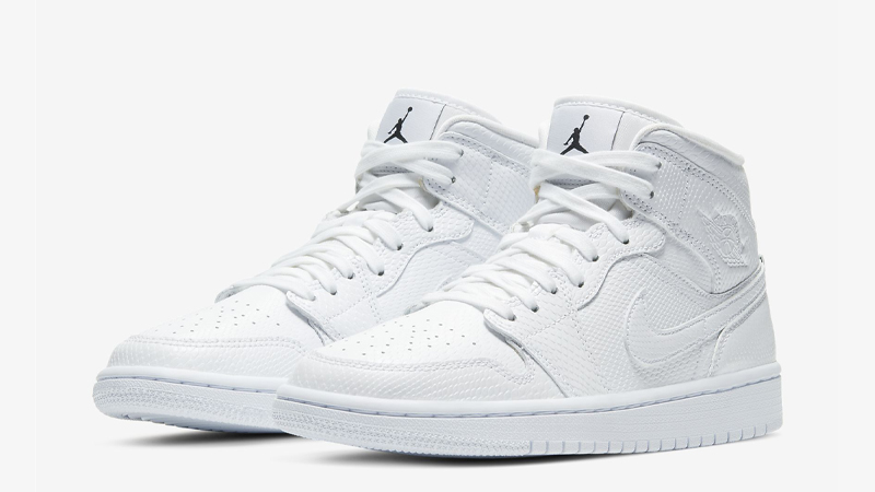 Jordan 1 Mid White Snakeskin Front