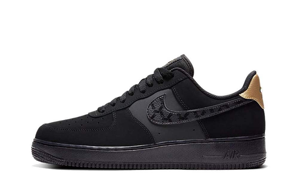 nike air force 1 black and gold mens