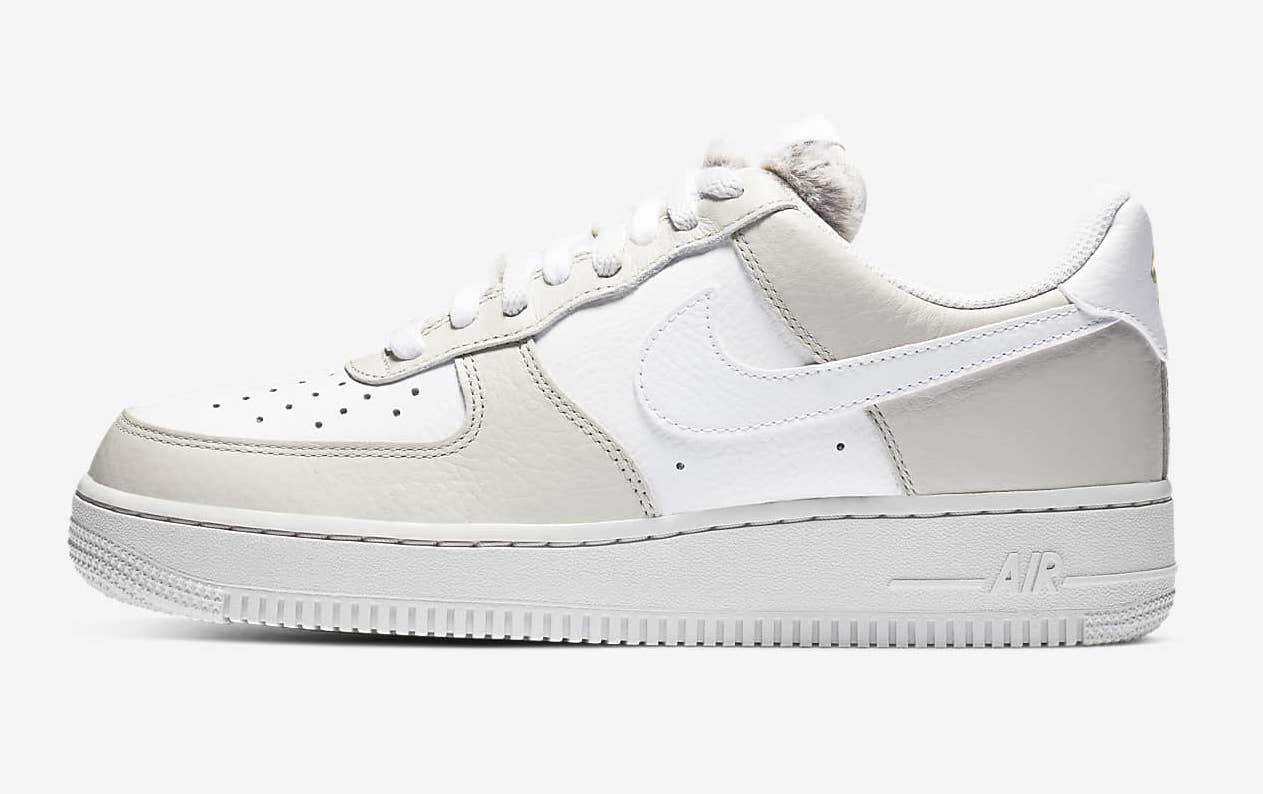 Nike Air Force 1 Light Bone Life Lime Fur Tongue