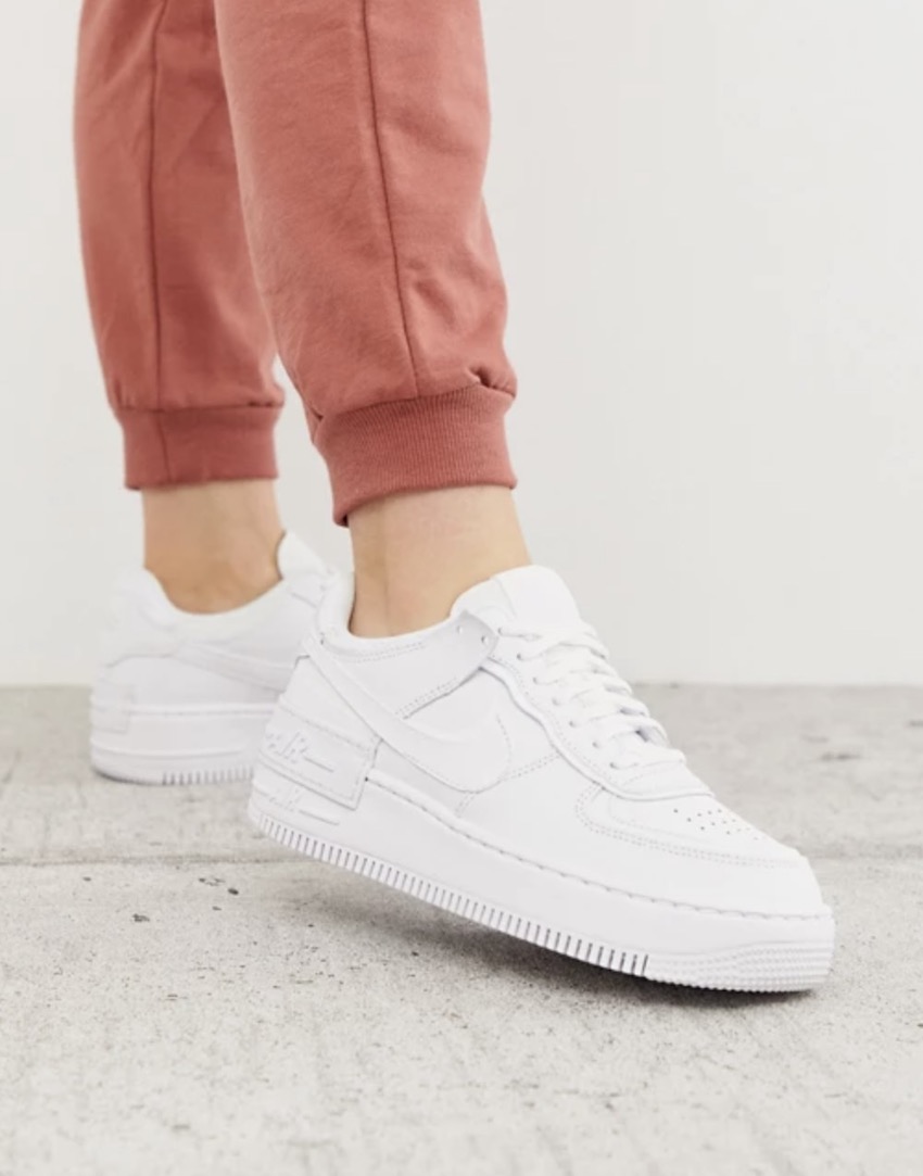 Nike Air Force 1 Shadow trainers in triple white