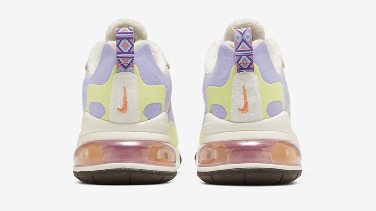 Nike Air Max 270 React Cream Purple Volt heel