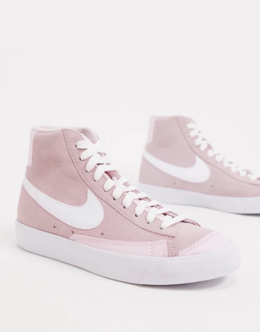 Nike Blazer Mid 77 trainers in pink and white