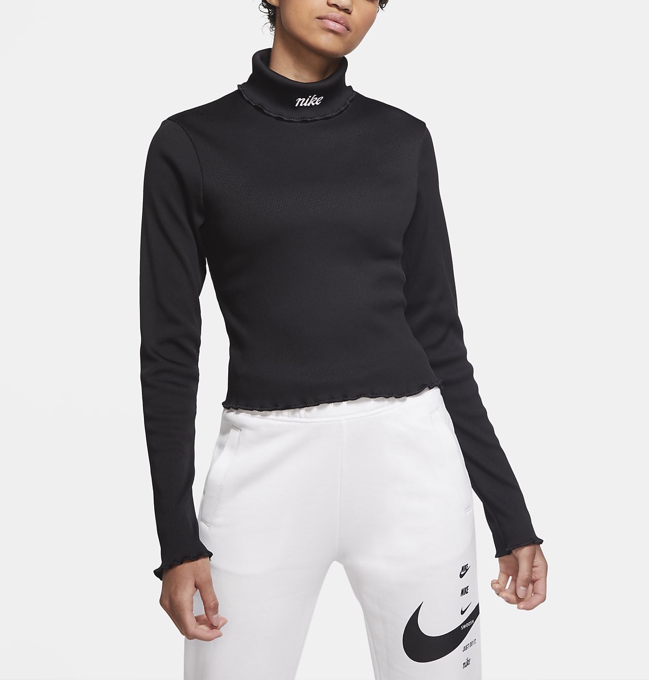 Nike Sportswear Ribbed Long Sleeve Top Black