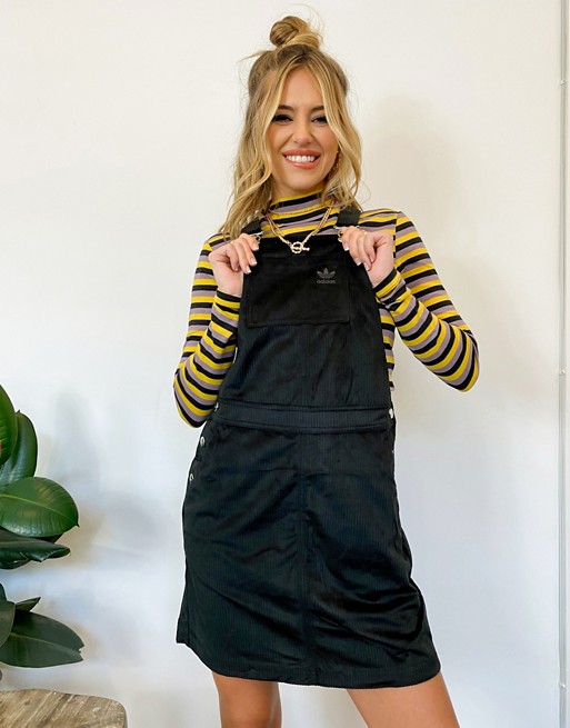 adidas Originals Comfy Cords Velvet Corduroy Pinafore Black