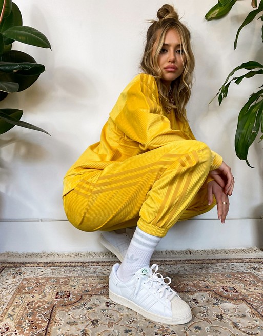 adidas Originals Comfy Cords Velvet Corduroy Sweatpants Mustard