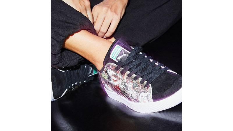 atmos x Three Tides Tattoo x PUMA Suede Multi 381246-01 on foot front