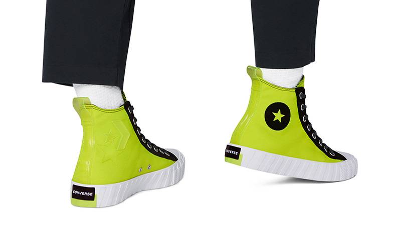 Converse Hi-Vis Not A Chuck High Top Lemon Venom 169450C on foot