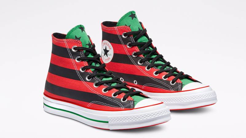 Denim Tears x Converse Chuck 70 High Black Red Front