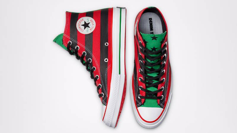Denim Tears x Converse Chuck 70 High Black Red Middle