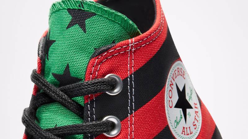 Denim Tears x Converse Chuck 70 High Top Black Red Closeup