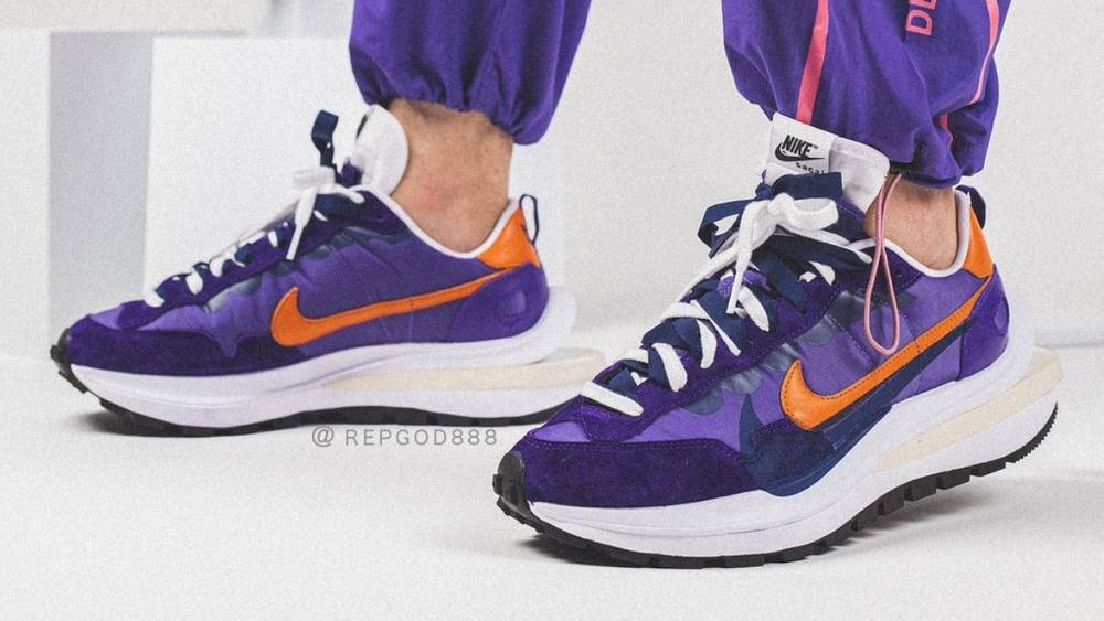 Image via Repgod888 Here's an On-Foot Look at the Sacai X Nike Vaporwaffle "Dark Iris Orange" 10