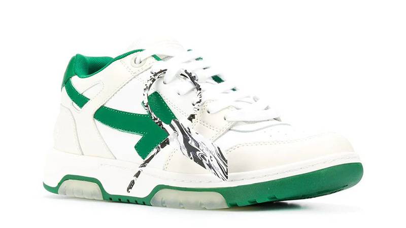 Off-White Out of Officce Low Top White Green OMIA189F20LEA0010155 front