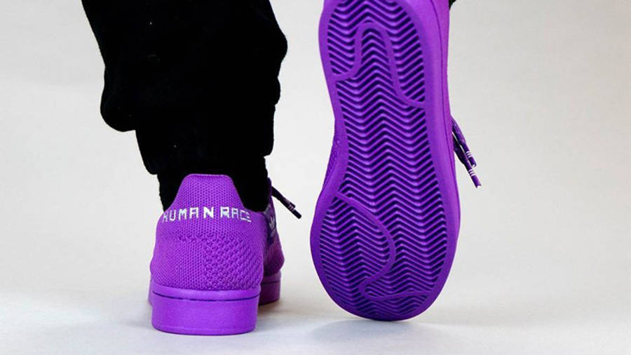 Pharrell Williams x adidas Superstar Human Race Pack Purple On Foot Back
