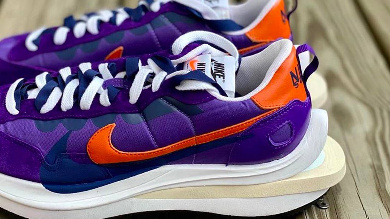 nike vaporwaffle sacai purple orange