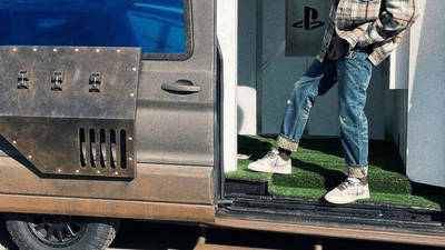 Travis Scott x PlayStation x Nike Dunk Low Beige Grey On Foot