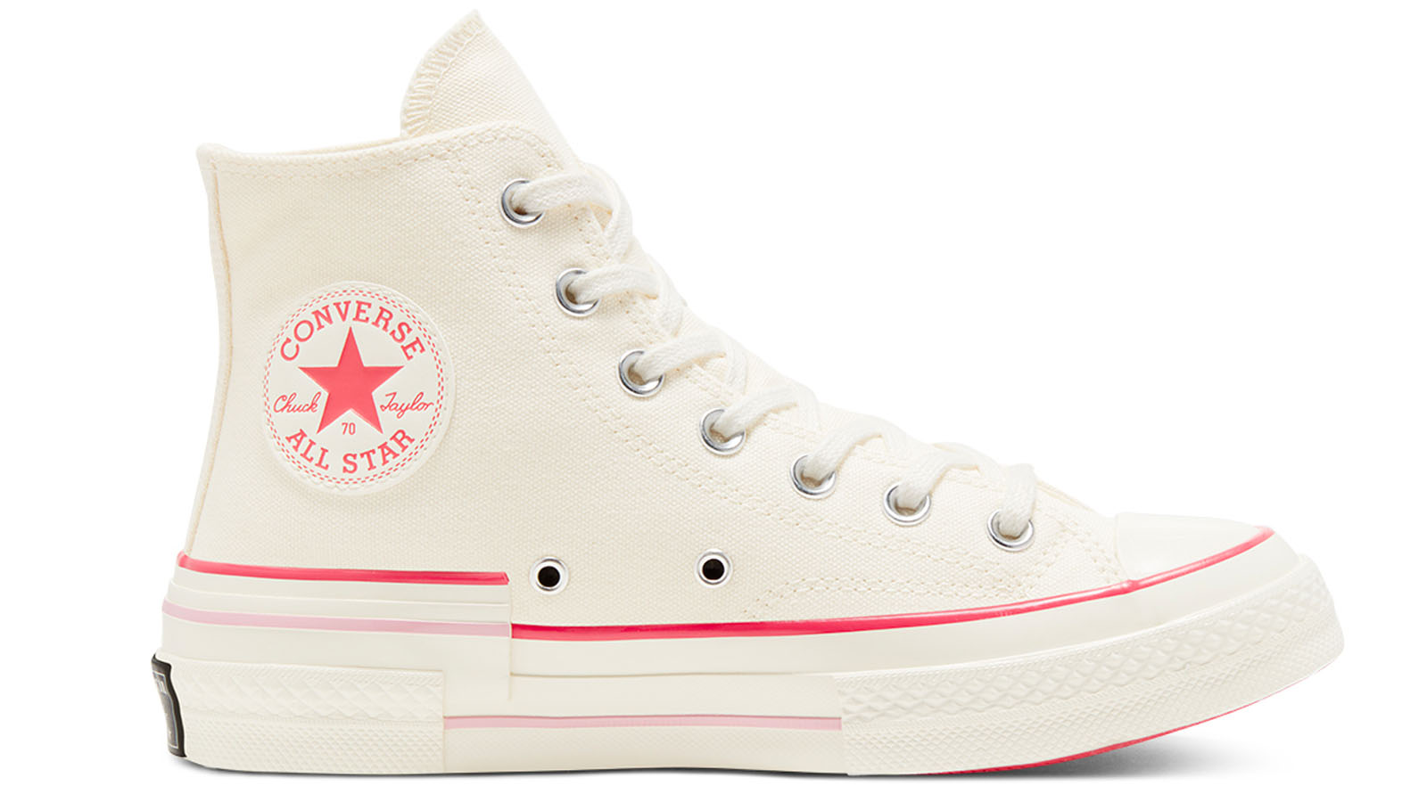 white and pink converse high top