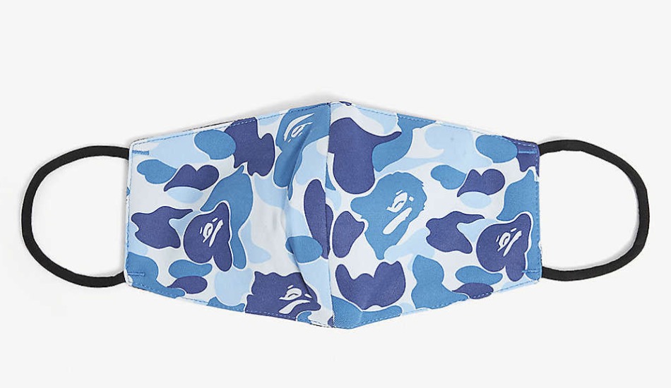 A Bathing Ape Camo Print Face Mask Blue