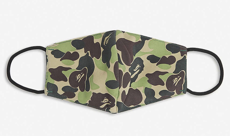A Bathing Ape Camo Print Face Mask Green