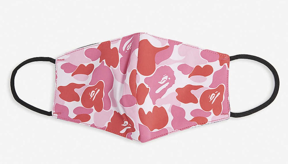A Bathing Ape Camo Print Face Mask Pink