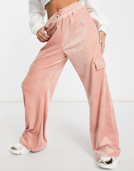 Fila Velour Cargo Pant Pink