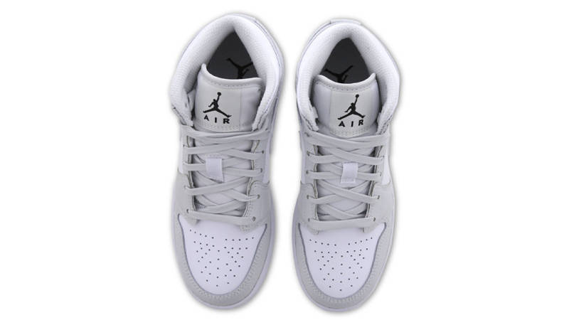 Jordan 1 Mid GS White Grey Camo Swoosh
