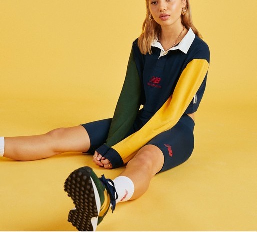New Balance Colour Block Cropped Rugby Top