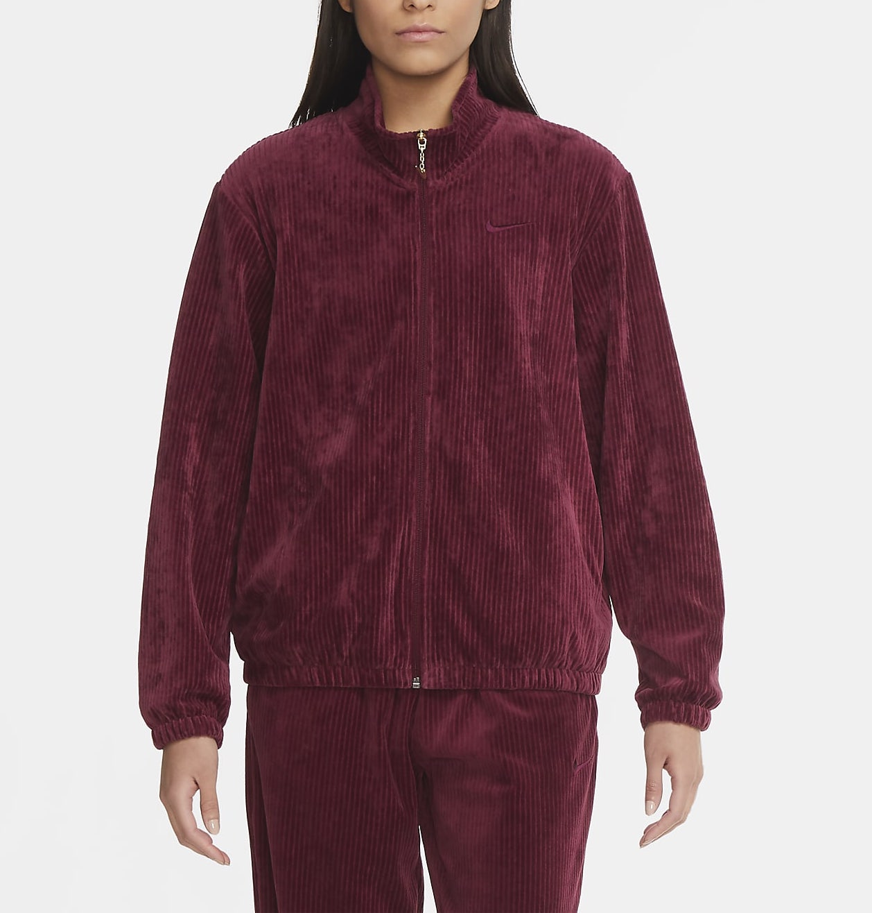 Nike Velour Tracksuit Jacket Burgundy