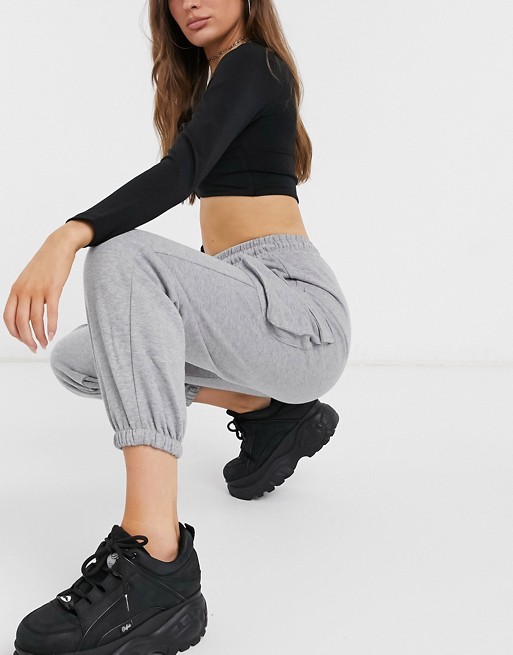 The Kript High Waist Cargo Joggers Grey