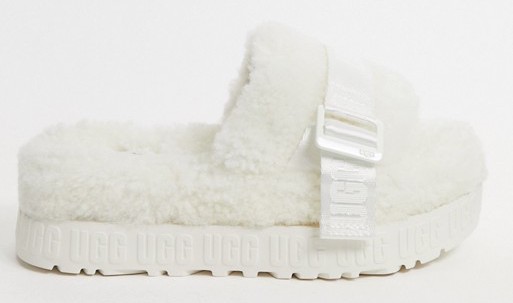 White fluffita ugg online slides