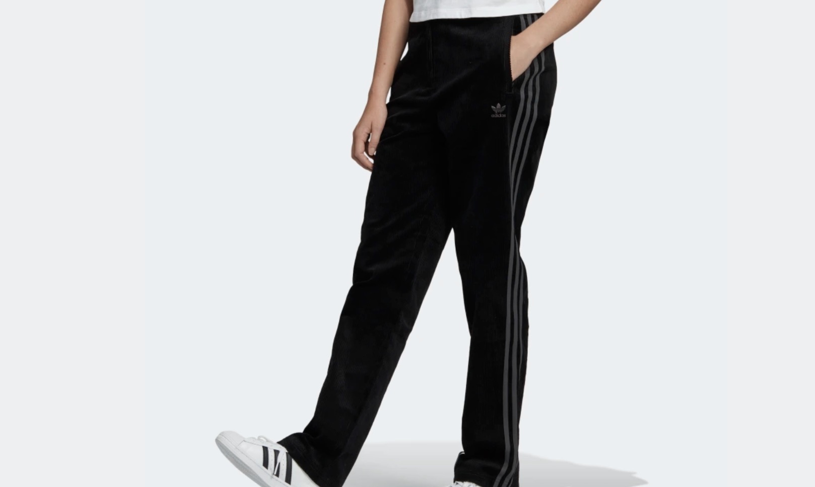 adidas Corduroy Tracksuit Bottoms Black