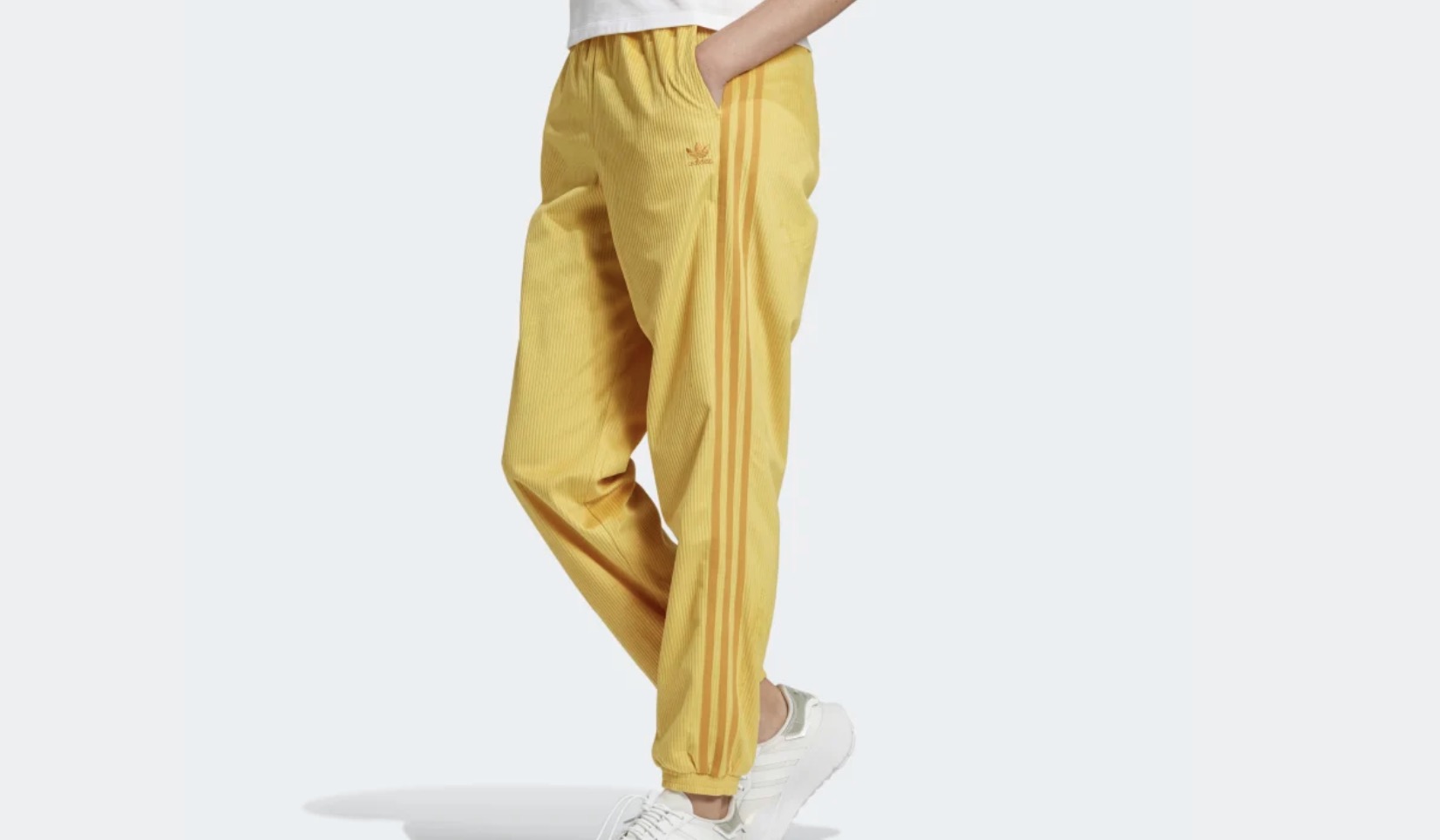 adidas Corduroy Tracksuit Cuffed Bottoms Corn Yellow