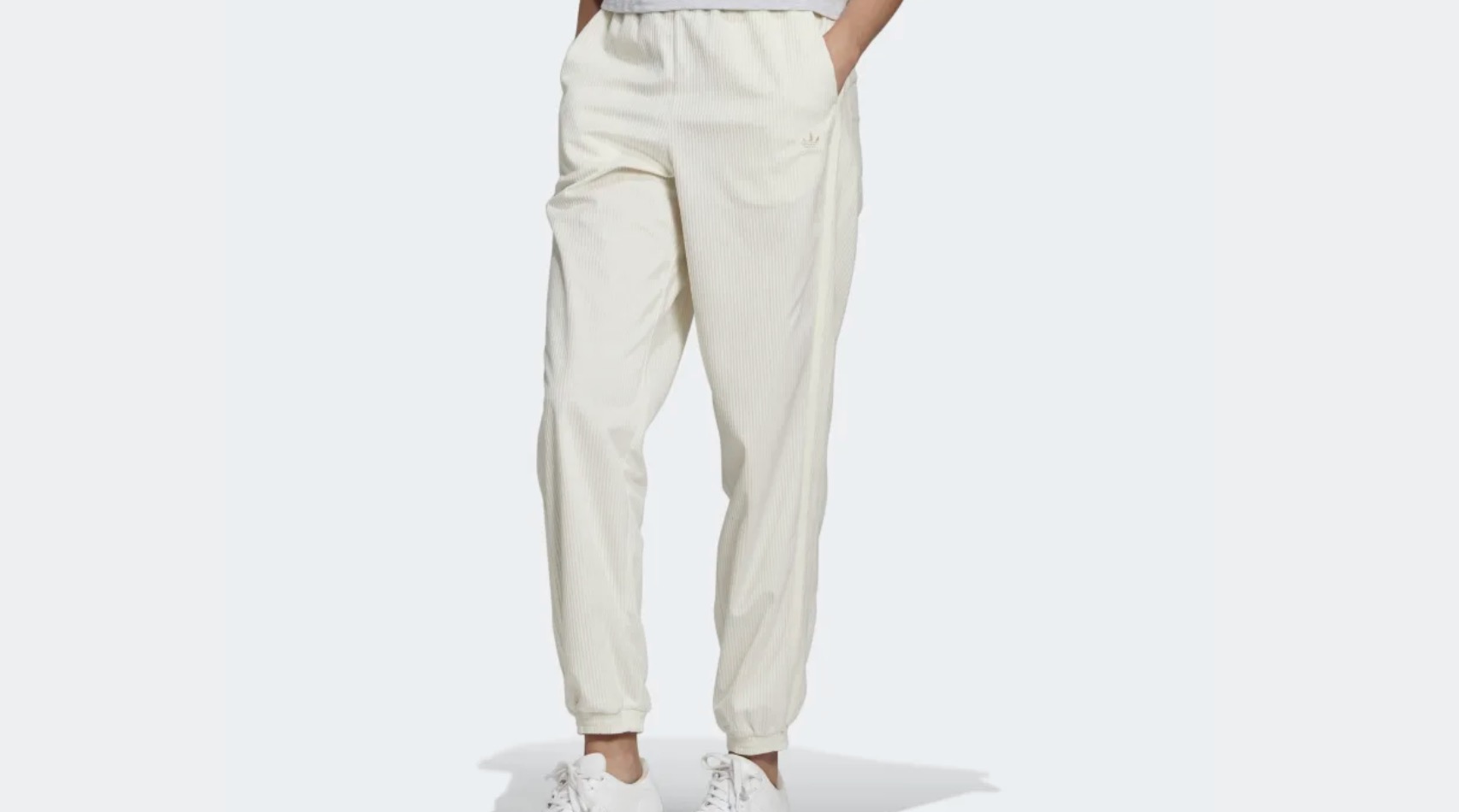 adidas Corduroy Tracksuit Cuffed Bottoms Off White