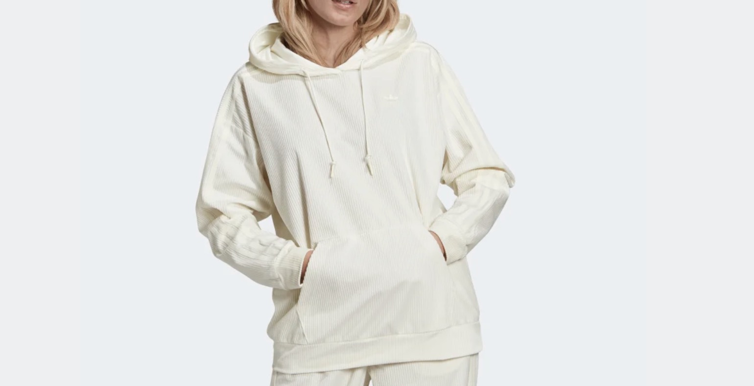 adidas Corduroy Tracksuit Hoodie Off White