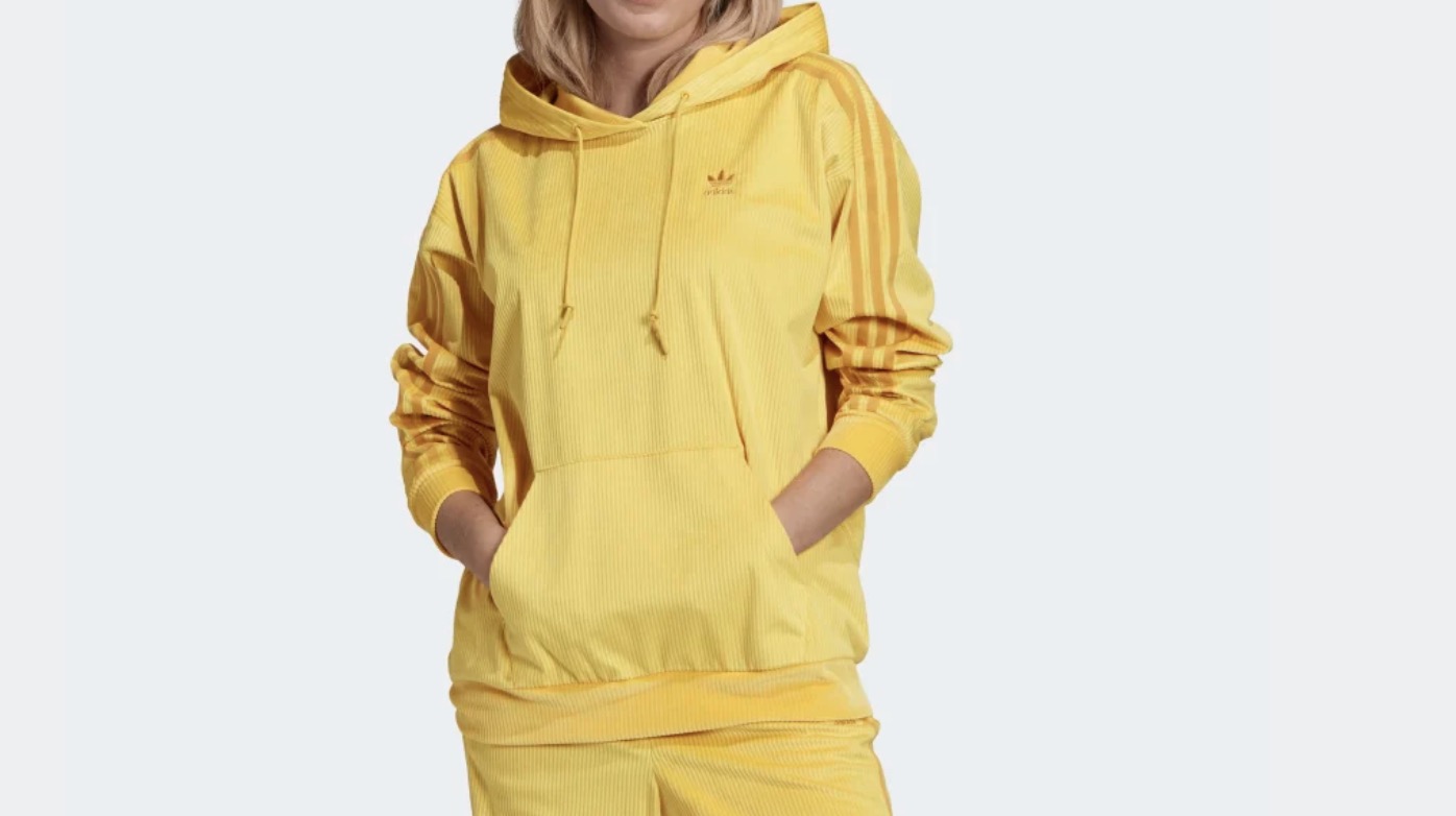 adidas Corduroy Tracksuit Hoodie Yellow