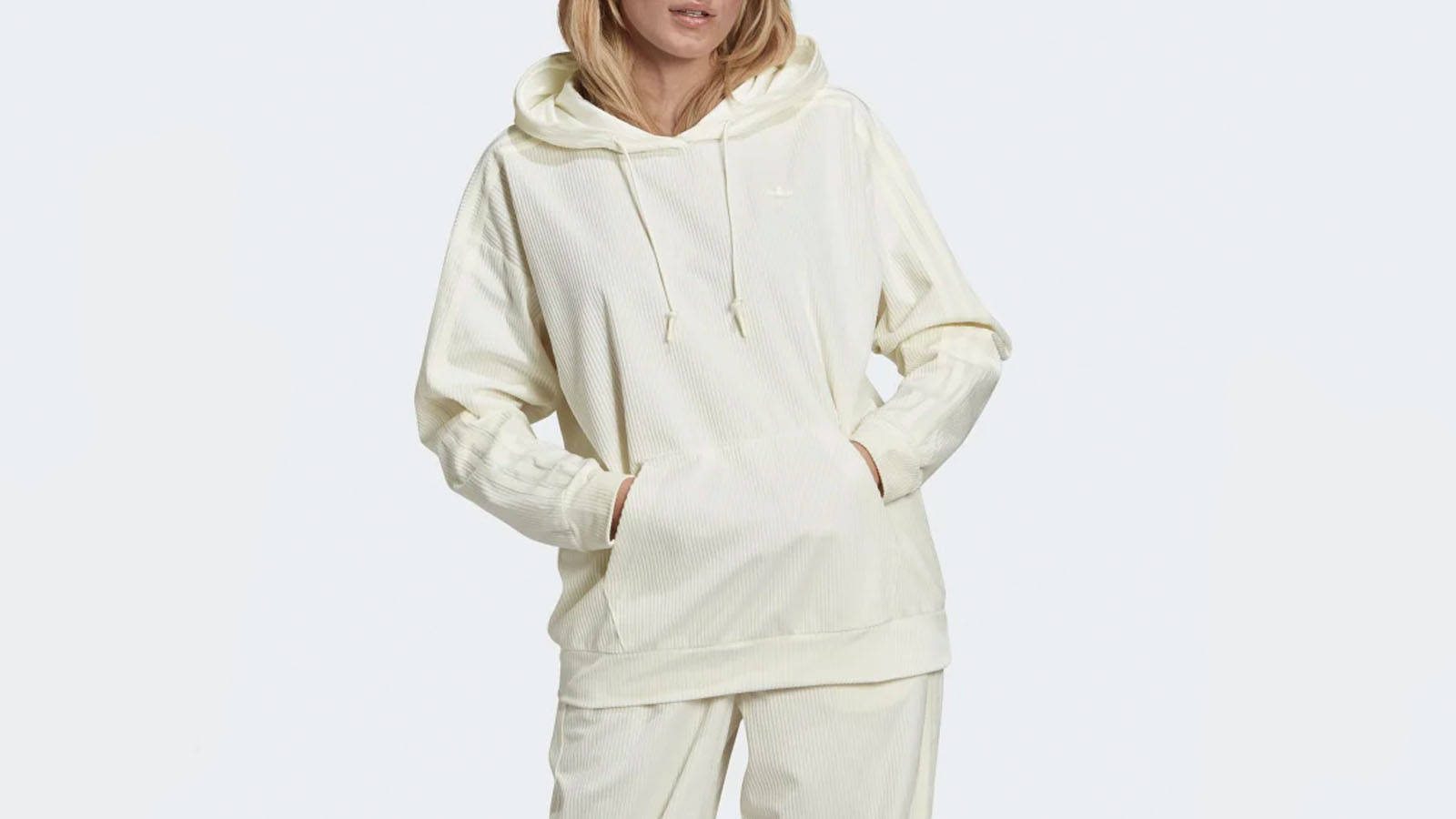 cream cord hoodie