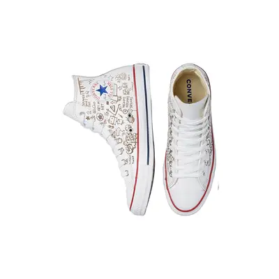 Converse blanche online broderie