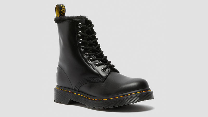 Dr Martens 1460 Serena Fur Lined Boots Dark Grey 26238021 Front