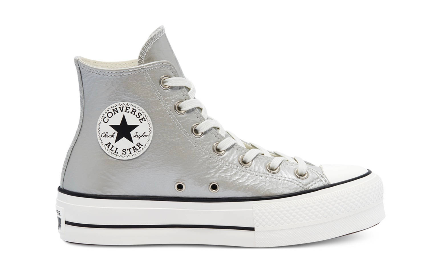 Metallic Classics Platform Chuck Taylor All Star High Top Silver