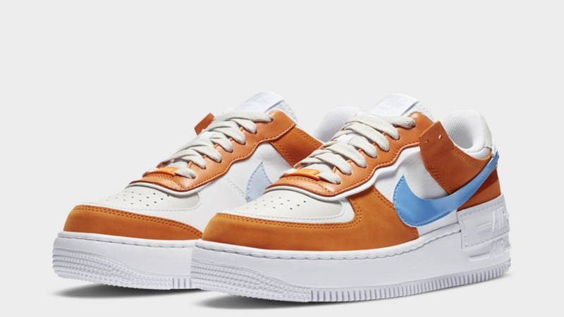 nike air force 1 shadow trainers in rust and blue