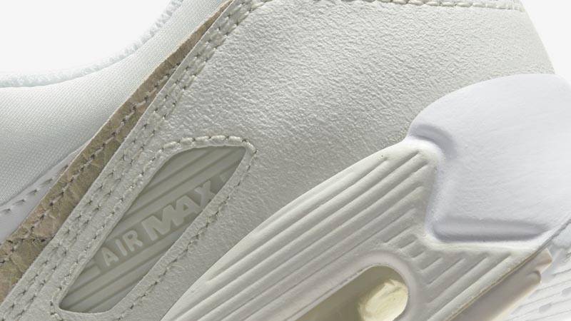 Nike Air Max 90 Snakeskin Swoosh White Soft Grey Closeup