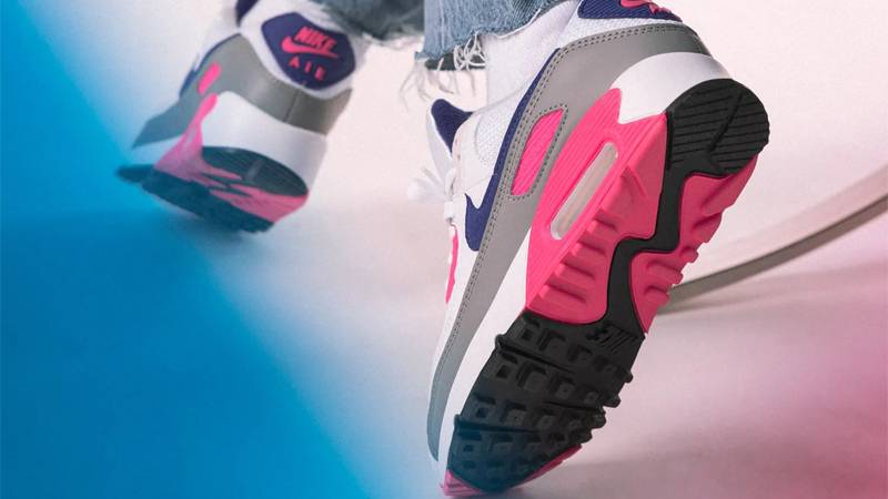 Nike Air Max 90 White Pink Blast On Foot Back