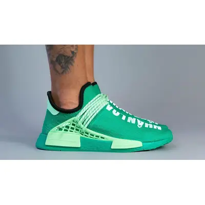 Pharrell x adidas NMD Hu Green On Foot