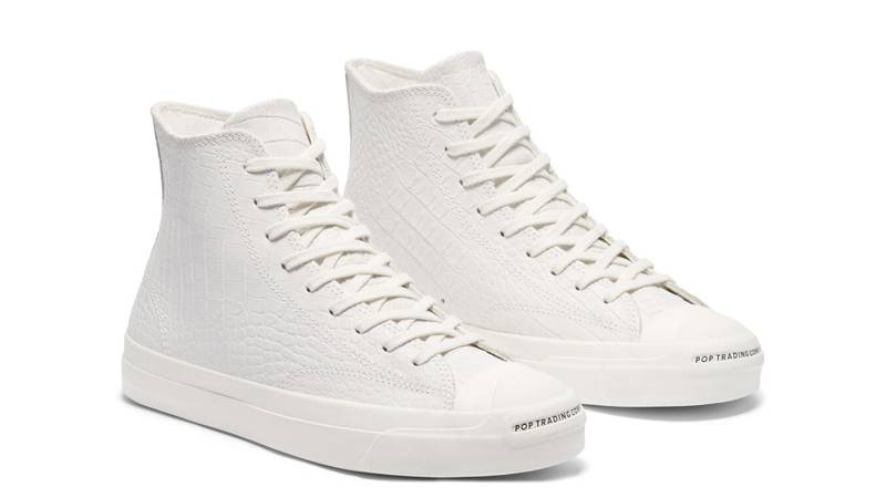 Pop Trading Co x Converse Cons Jack Purcell Pro High Top Egret Front