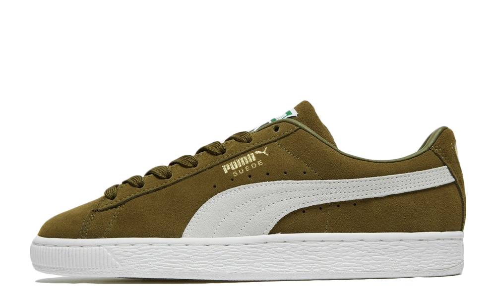 suede pumas olive green