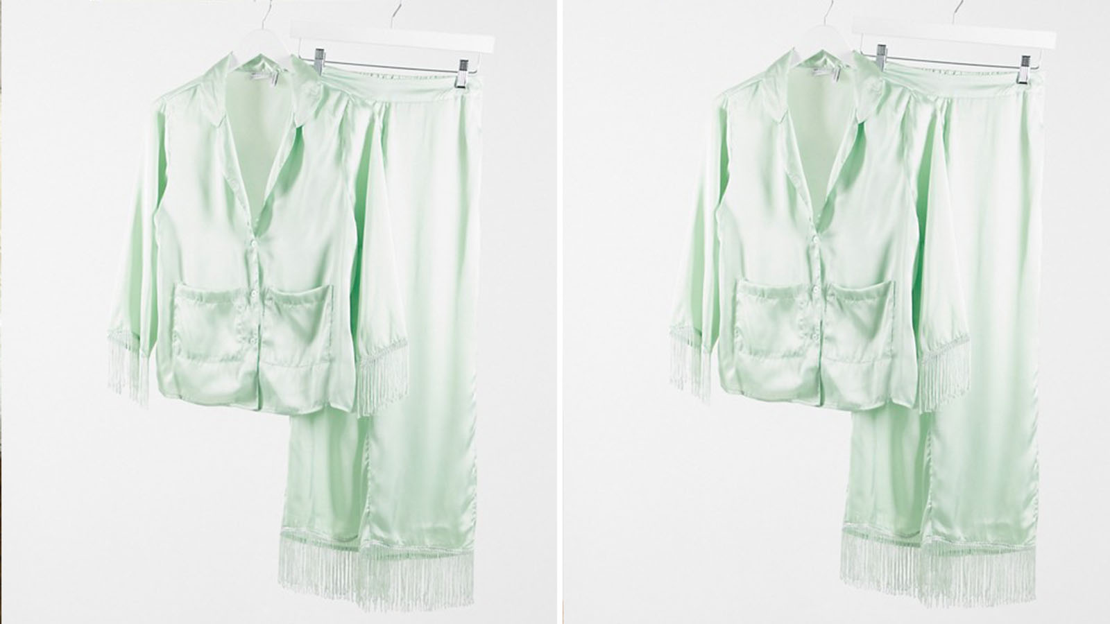 sage satin pj set